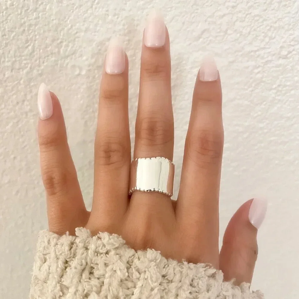 925 Sterling Silver Chunky Bold Statement Ring Large Thick Ring Wide Ring